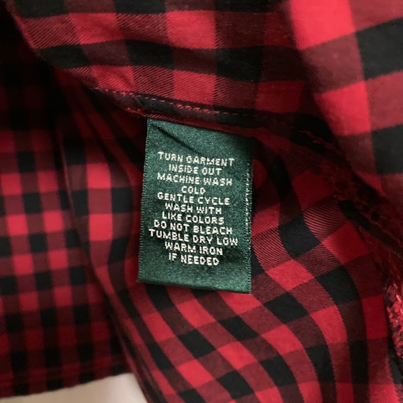 Lauren Ralph Lauren Red Black Checkered Button Down Large Crest Logo Size Large - Picture 6 of 12